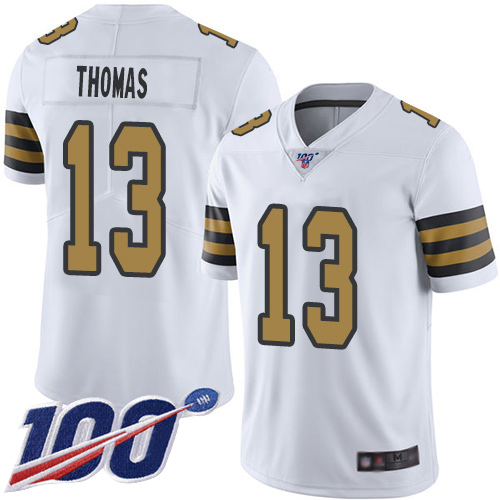 Men New Orleans Saints Limited White Michael Thomas Jersey NFL Football #13 100th Season Rush Vapor Untouchable Jersey